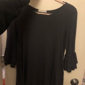 3/4 ruffle sleeve flare top